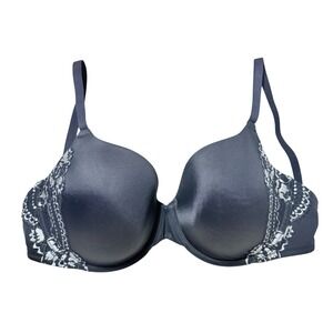 La Senza Sexy Tease Full Coverage 34ddd Bra Black & Silver Underwire Preowned